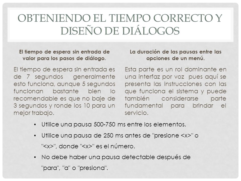 Obteniendo el tiempo correcto y diseño de diálogos