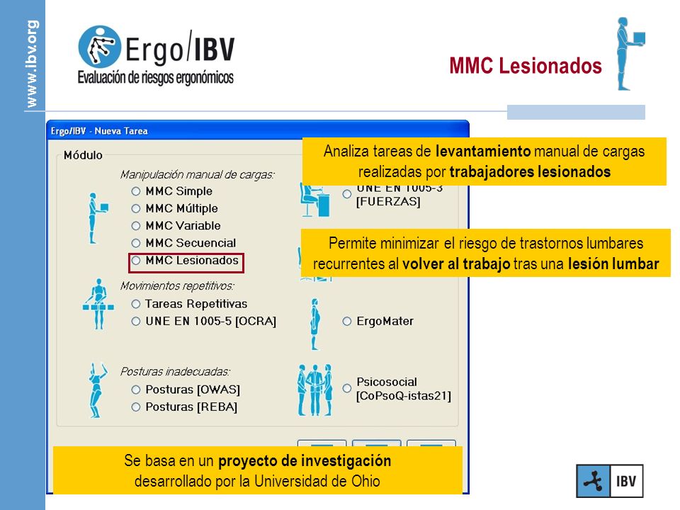 MMC Lesionados Analiza tareas de levantamiento manual de cargas realizadas por trabajadores lesionados.