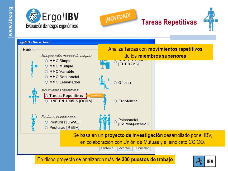 Tareas Repetitivas Analiza tareas con movimientos repetitivos de los miembros superiores.