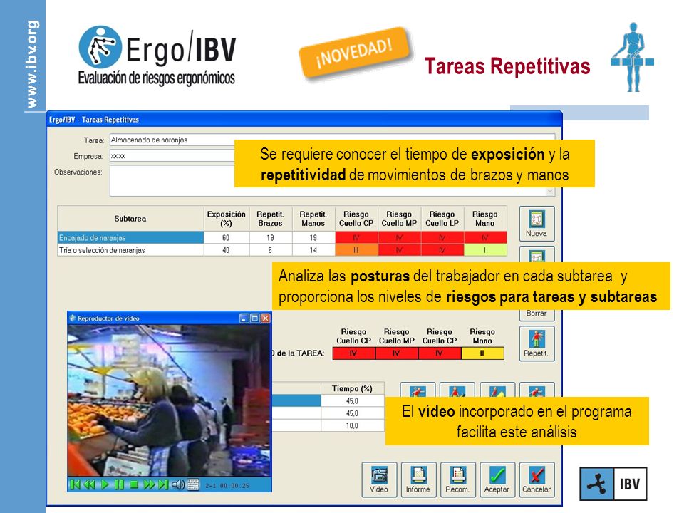 El vídeo incorporado en el programa facilita este análisis