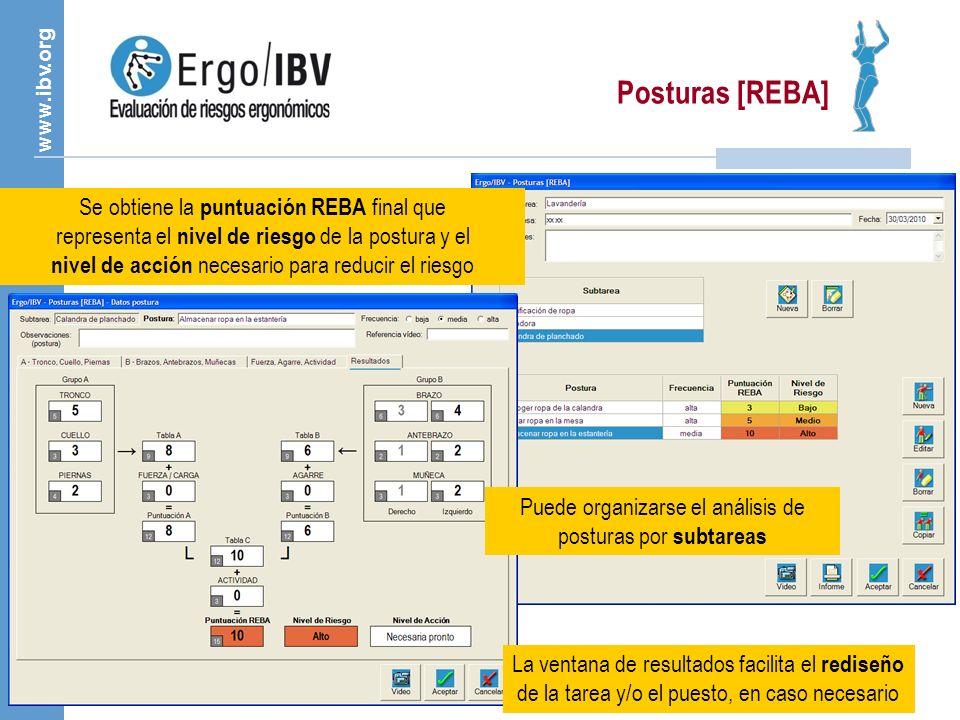 Puede organizarse el análisis de posturas por subtareas