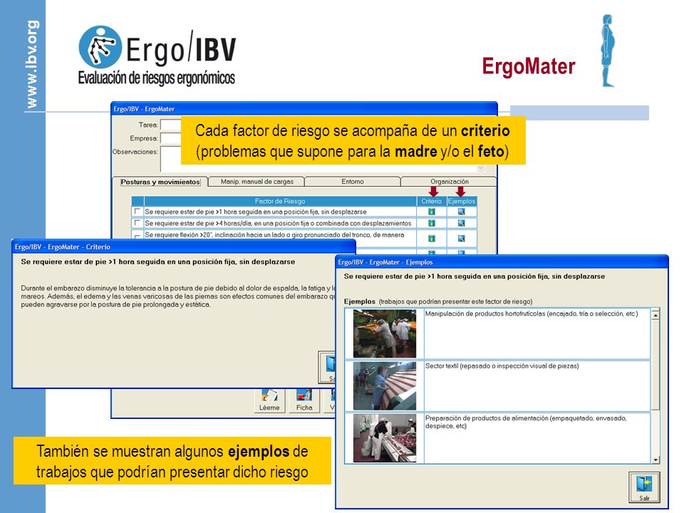 ErgoMater Cada factor de riesgo se acompaña de un criterio (problemas que supone para la madre y/o el feto)
