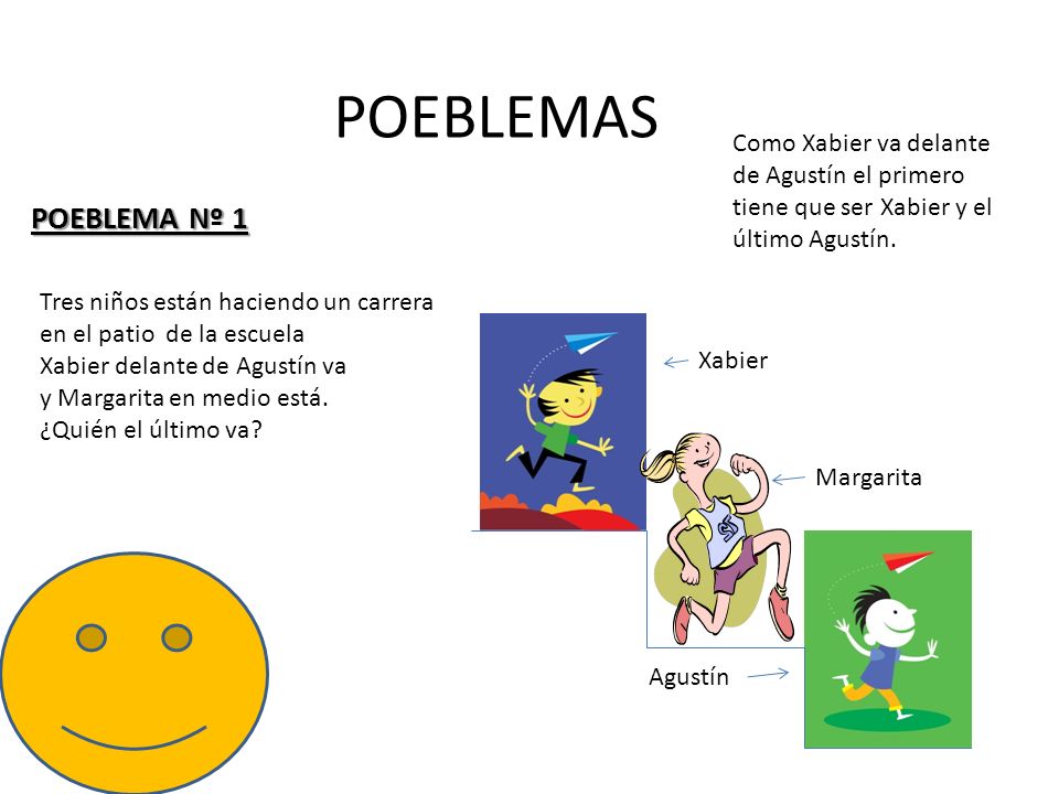 POEBLEMAS Como Xabier va delante de Agustín el primero tiene que ser Xabier y el último Agustín. POEBLEMA Nº 1.