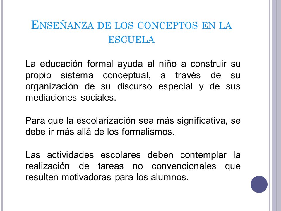 Enseñanza de los conceptos en la escuela