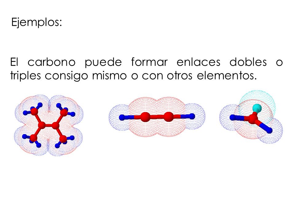 Ejemplos: El carbono puede formar enlaces dobles o triples consigo mismo o con otros elementos.
