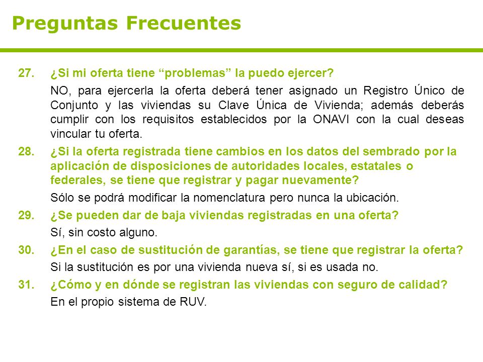 Preguntas Frecuentes ¿Si mi oferta tiene problemas la puedo ejercer