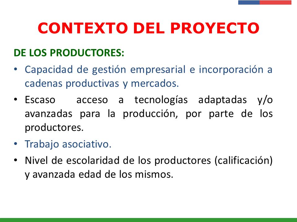 CONTEXTO DEL PROYECTO DE LOS PRODUCTORES: