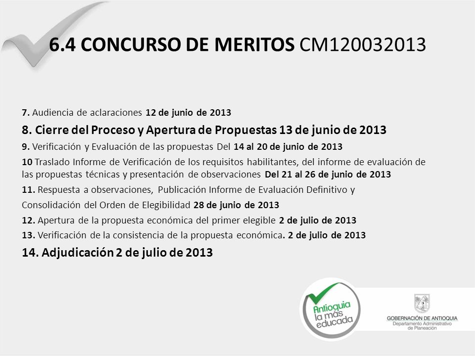 6.4 CONCURSO DE MERITOS CM Audiencia de aclaraciones 12 de junio de