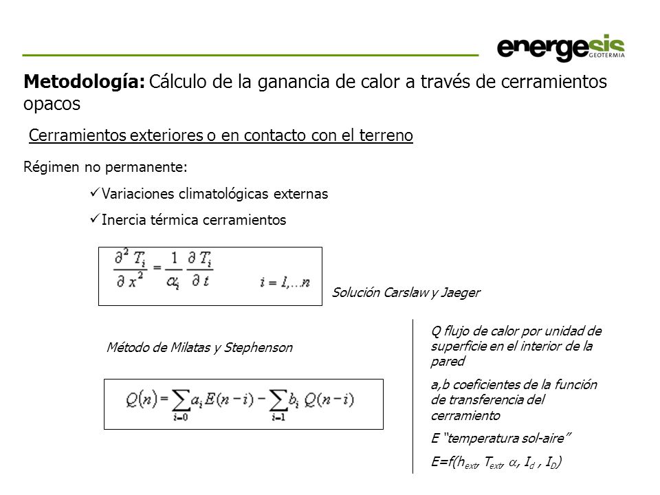 Metodología: Cálculo de la ganancia de calor a través de cerramientos opacos