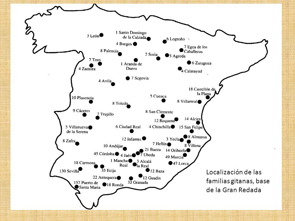 Localización de las familias gitanas, base de la Gran Redada