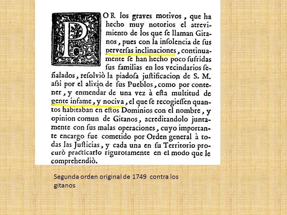 Segunda orden original de 1749 contra los gitanos