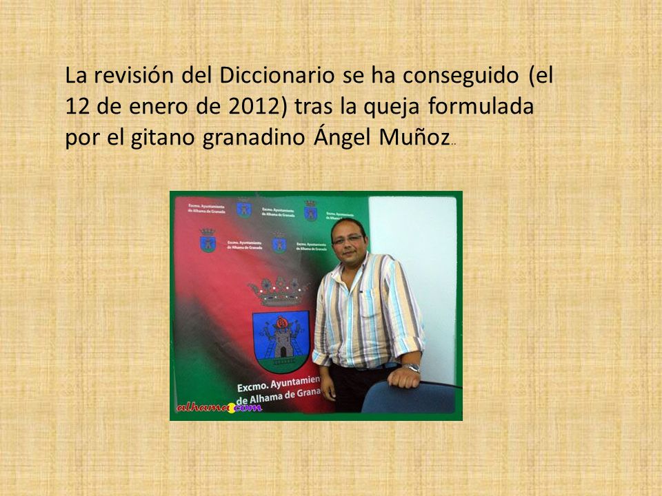 La revisión del Diccionario se ha conseguido (el 12 de enero de 2012) tras la queja formulada por el gitano granadino Ángel Muñoz..