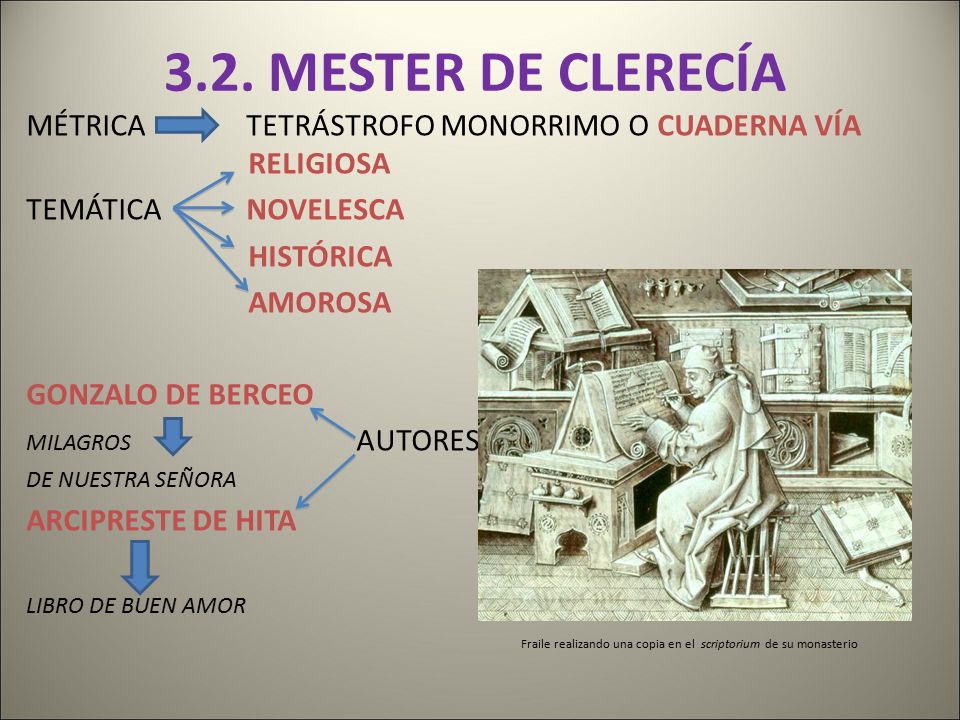 3.2. MESTER DE CLERECÍA MÉTRICA TETRÁSTROFO MONORRIMO O CUADERNA VÍA RELIGIOSA.