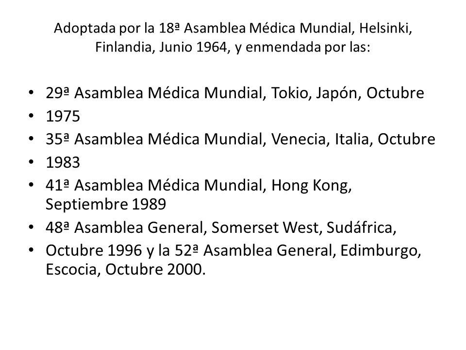 29ª Asamblea Médica Mundial, Tokio, Japón, Octubre 1975