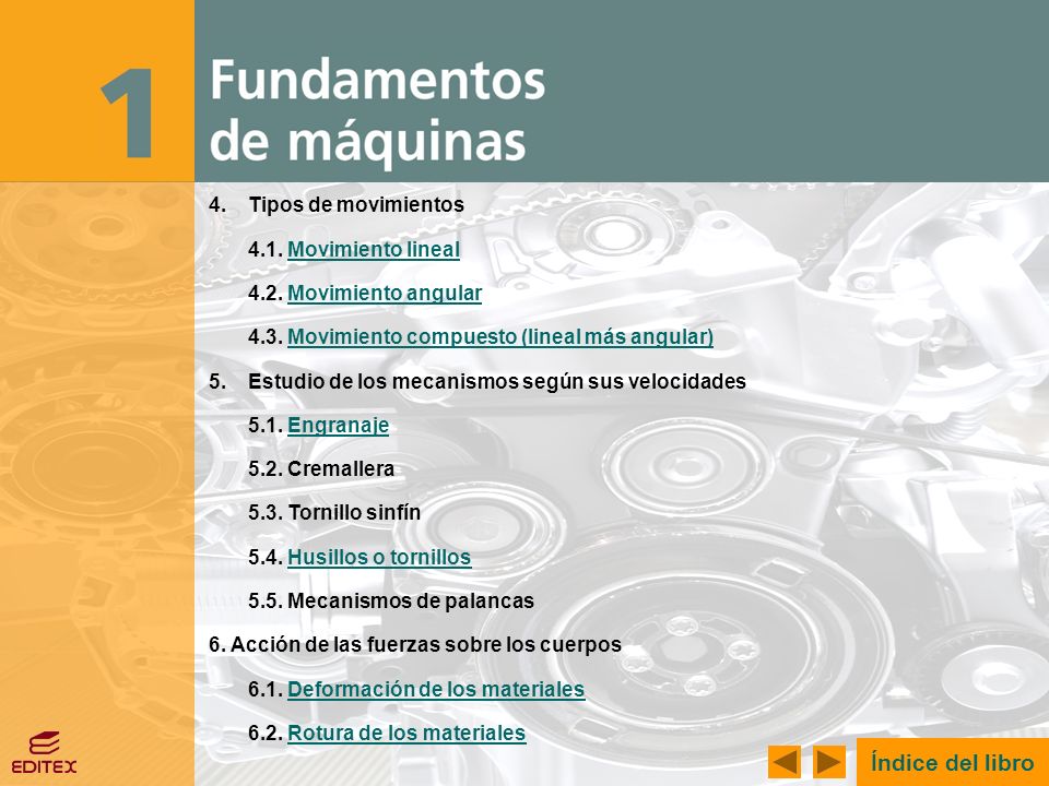 Índice del libro 4. Tipos de movimientos 4.1. Movimiento lineal