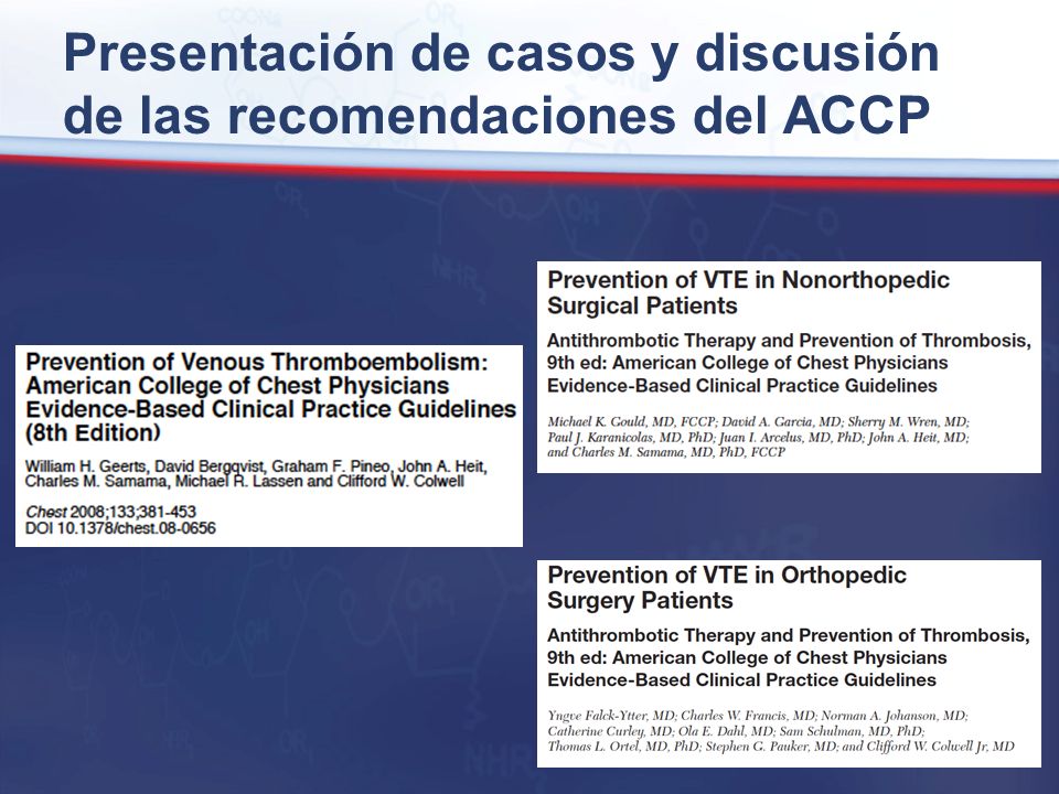 Presentación de casos y discusión de las recomendaciones del ACCP