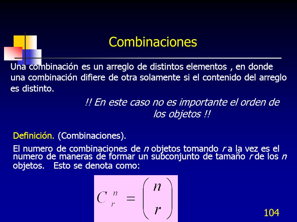 !! En este caso no es importante el orden de los objetos !!