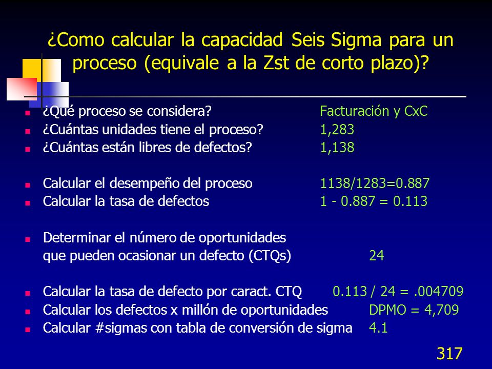 ¿Como calcular la capacidad Seis Sigma para un proceso (equivale a la Zst de corto plazo)