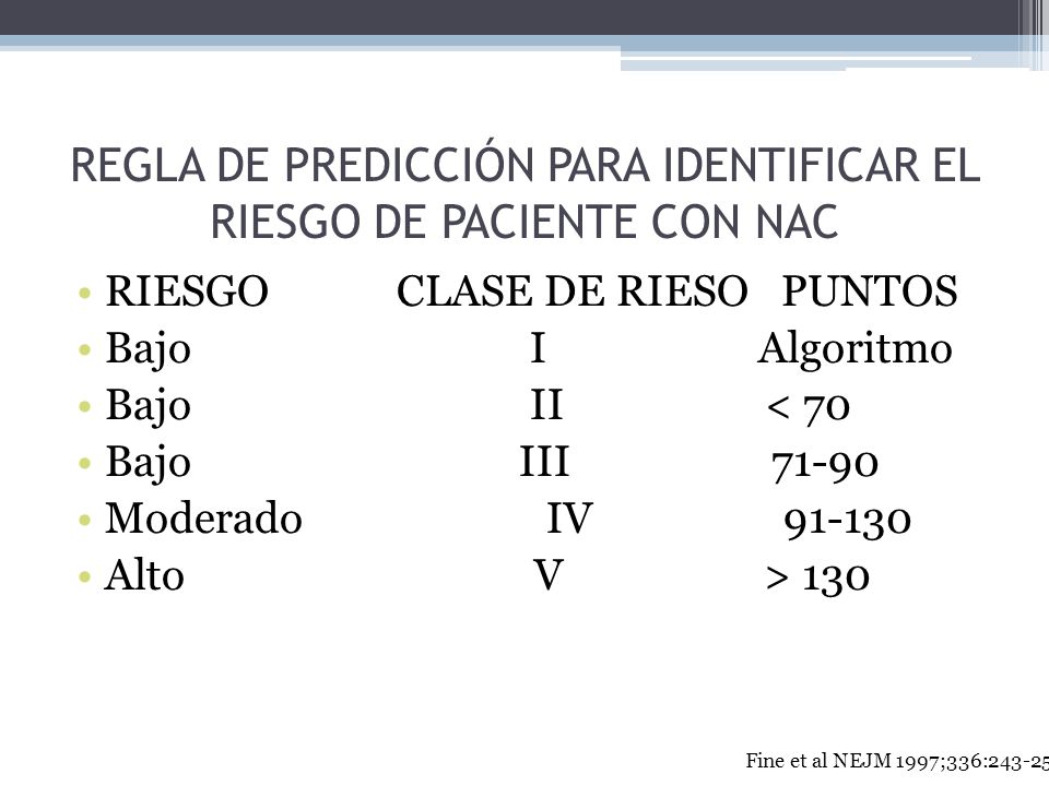 REGLA DE PREDICCIÓN PARA IDENTIFICAR EL RIESGO DE PACIENTE CON NAC