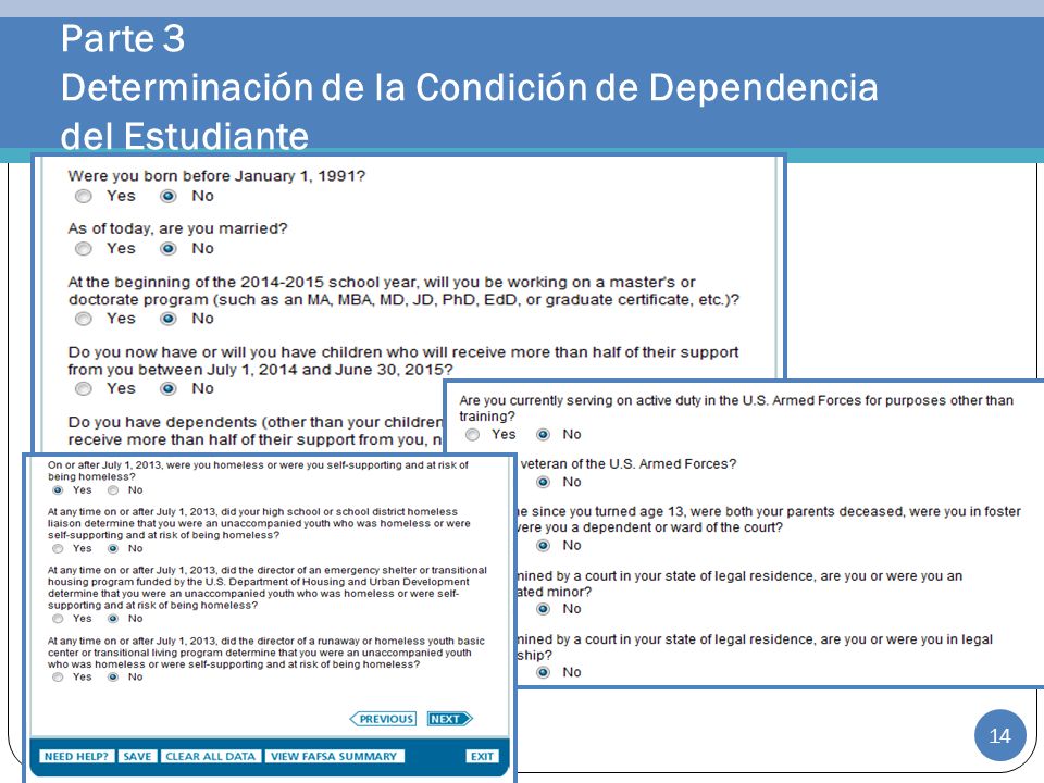 Parte 3 Determinación de la Condición de Dependencia del Estudiante