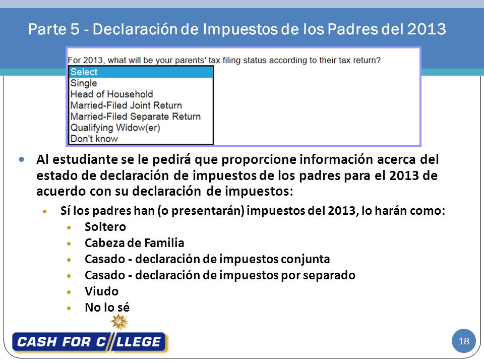 Parte 5 - Declaración de Impuestos de los Padres del 2013