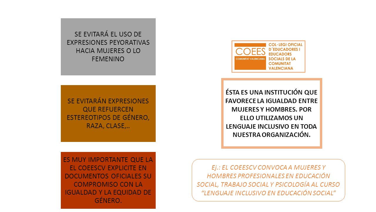 SE EVITARÁ EL USO DE EXPRESIONES PEYORATIVAS HACIA MUJERES O LO FEMENINO