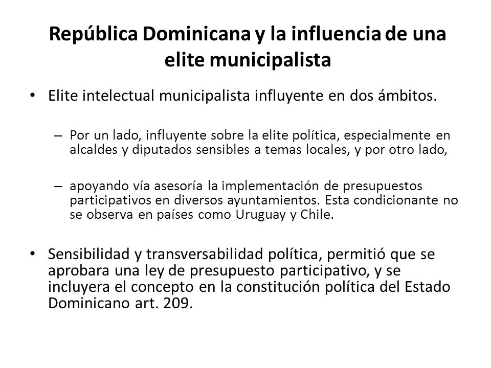 República Dominicana y la influencia de una elite municipalista