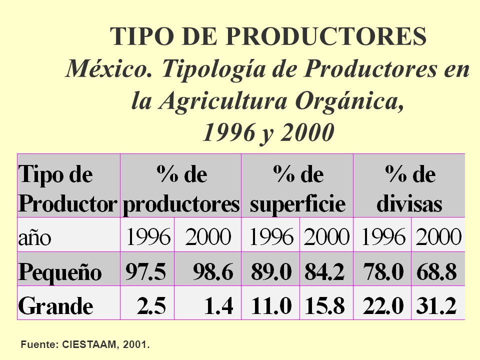 TIPO DE PRODUCTORES México