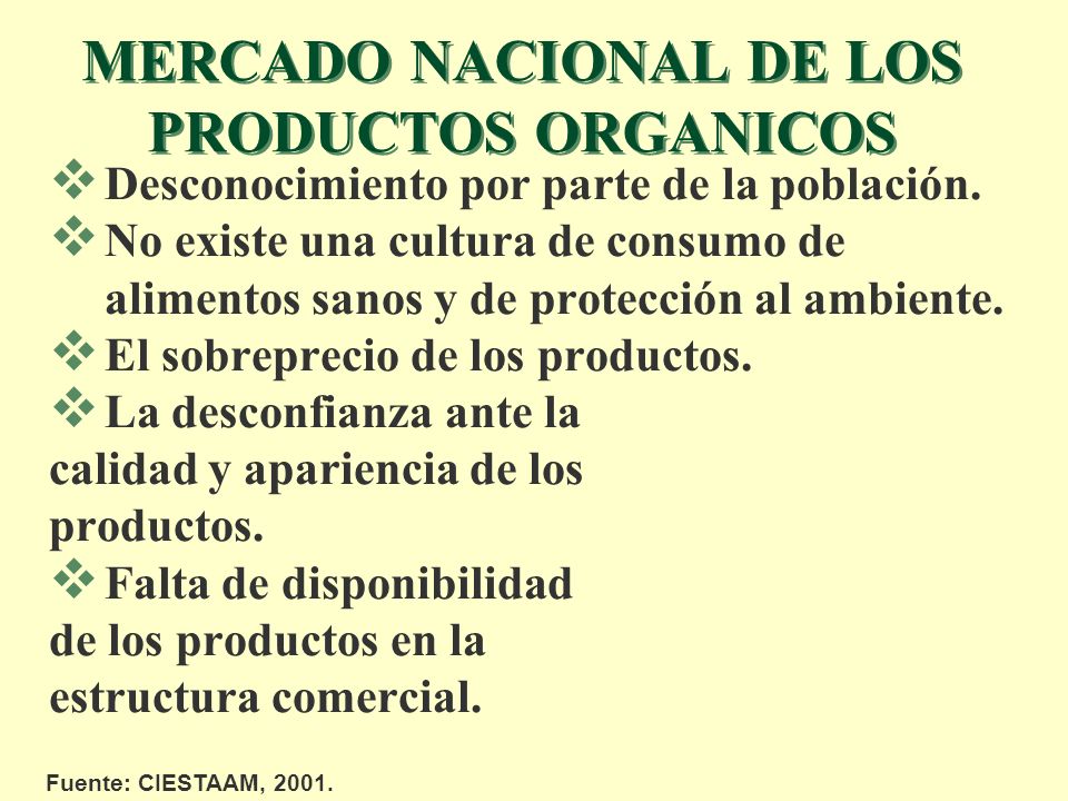 MERCADO NACIONAL DE LOS PRODUCTOS ORGANICOS