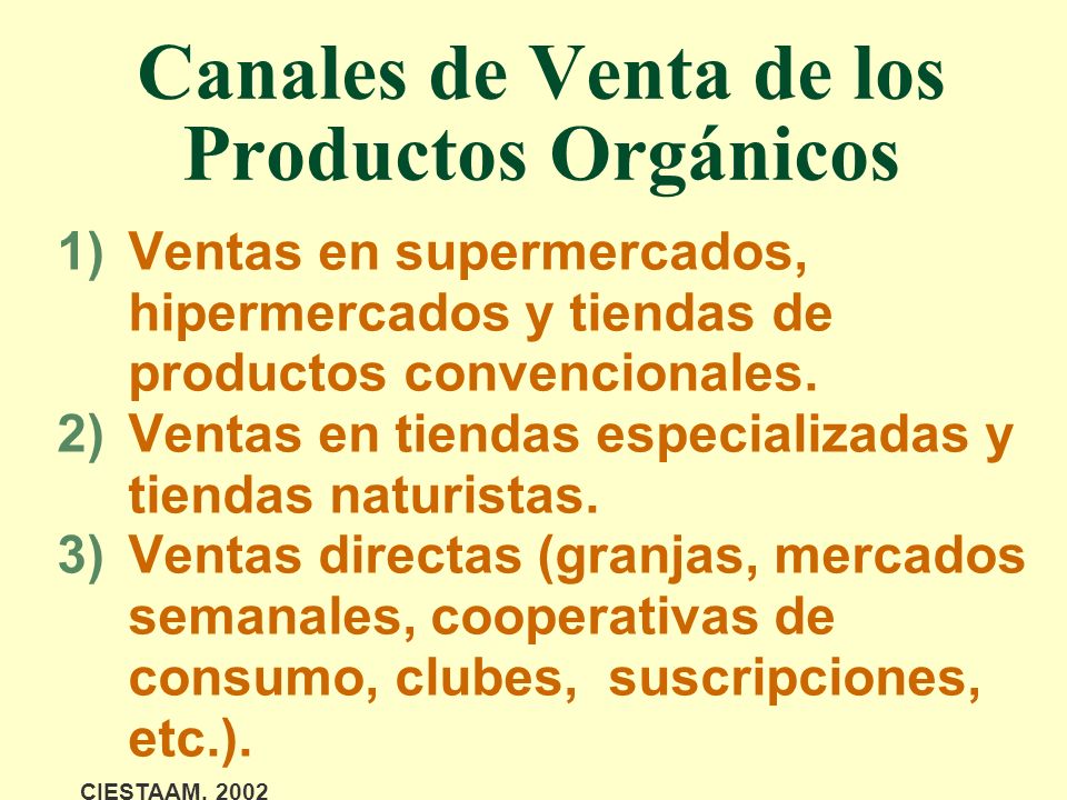 Canales de Venta de los Productos Orgánicos