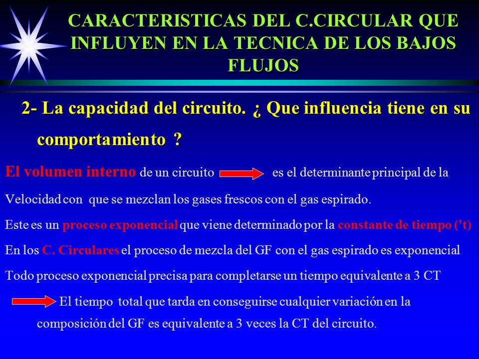 CARACTERISTICAS DEL C.CIRCULAR QUE INFLUYEN EN LA TECNICA DE LOS BAJOS FLUJOS
