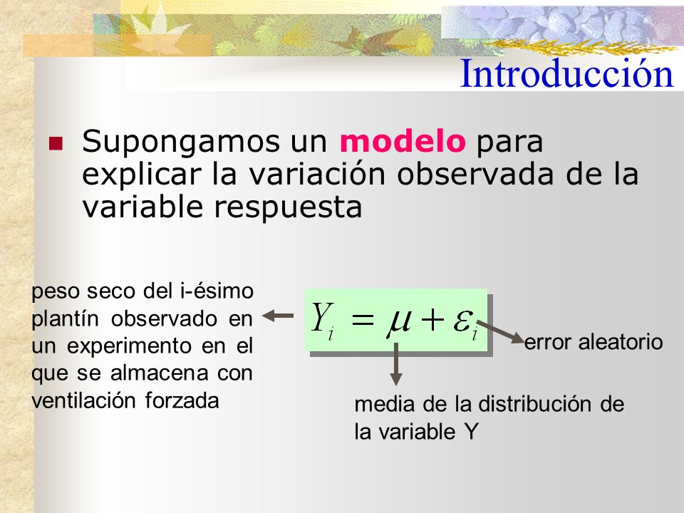 Introducción Supongamos un modelo para explicar la variación observada de la variable respuesta.