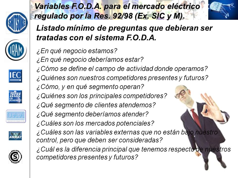 Variables F. O. D. A. para el mercado eléctrico regulado por la Res