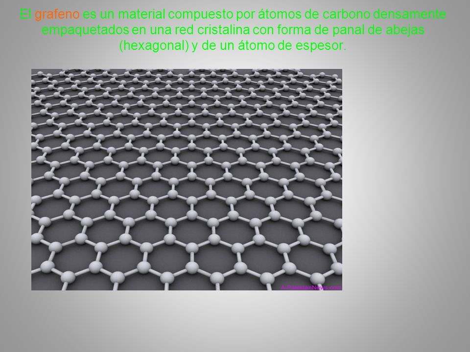 El grafeno es un material compuesto por átomos de carbono densamente empaquetados en una red cristalina con forma de panal de abejas (hexagonal) y de un átomo de espesor.