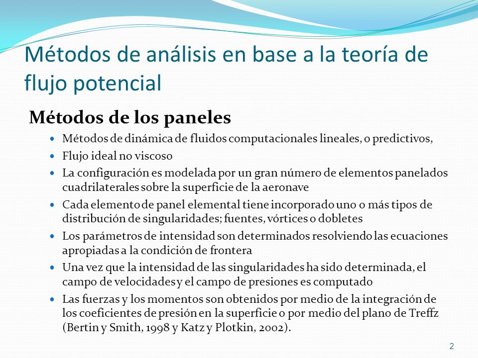 Métodos de análisis en base a la teoría de flujo potencial
