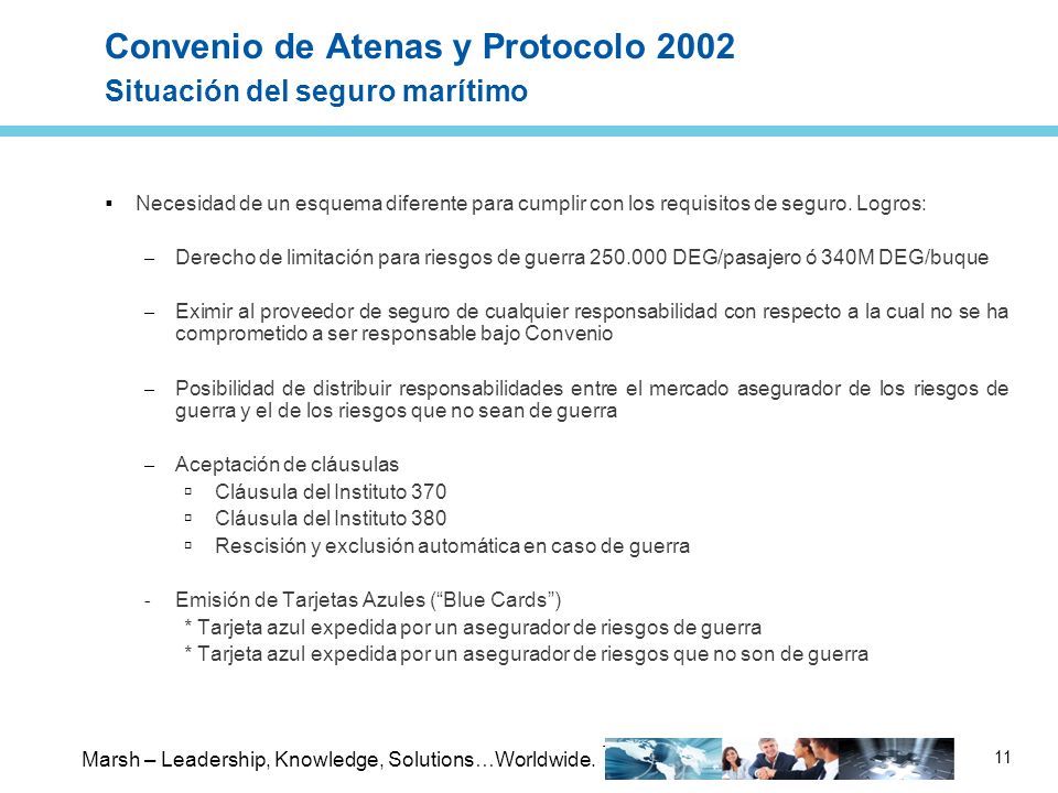 Convenio de Atenas y Protocolo 2002 Situación del seguro marítimo