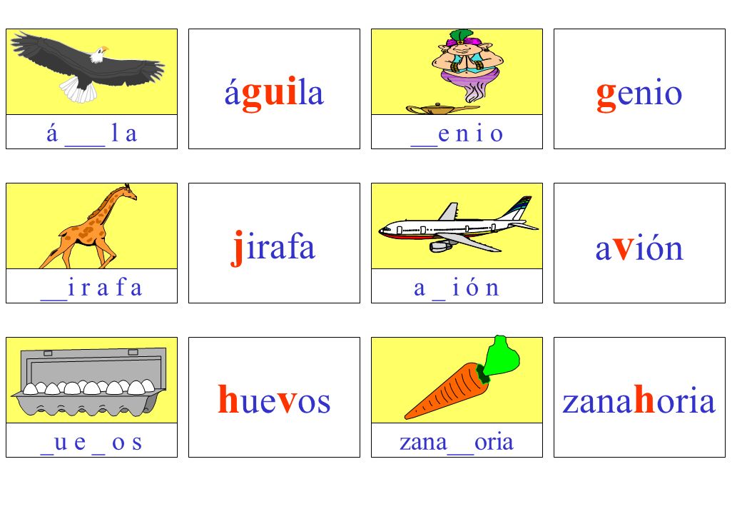 genio jirafa huevos águila avión zanahoria á ___ l a __e n i o