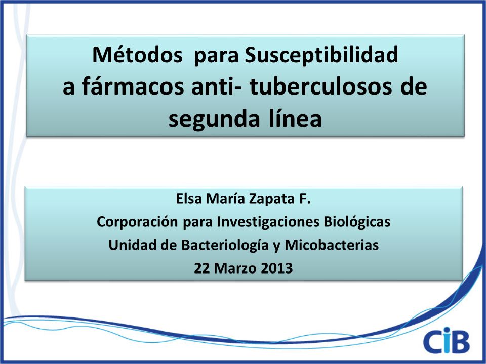 Métodos para Susceptibilidad a fármacos anti- tuberculosos de segunda línea