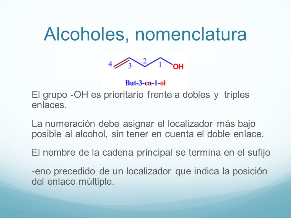 Alcoholes, nomenclatura
