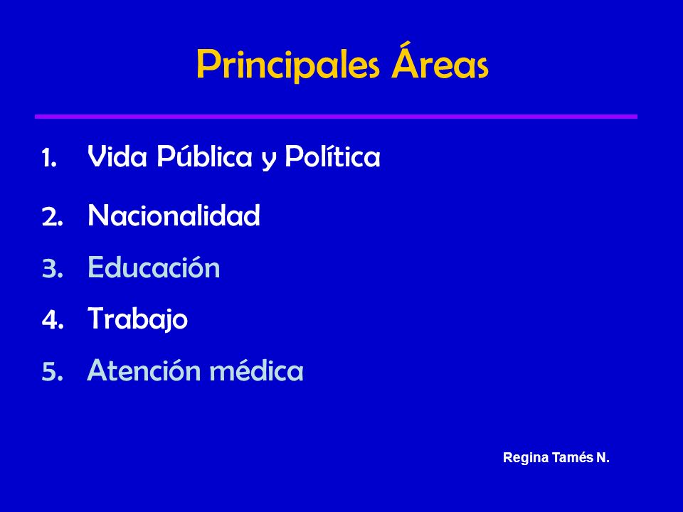 Principales Áreas Vida Pública y Política Nacionalidad Educación