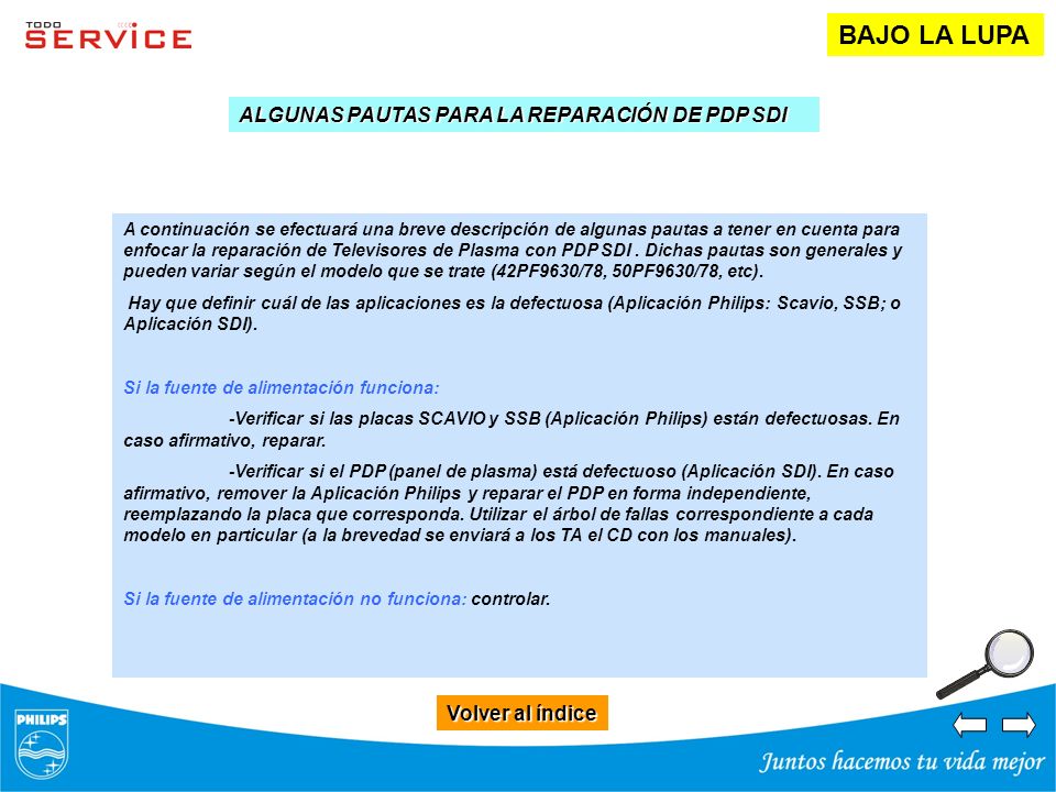 BAJO LA LUPA ALGUNAS PAUTAS PARA LA REPARACIÓN DE PDP SDI