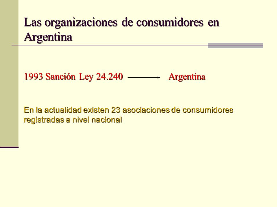 Las organizaciones de consumidores en Argentina 1993 Sanción Ley 24