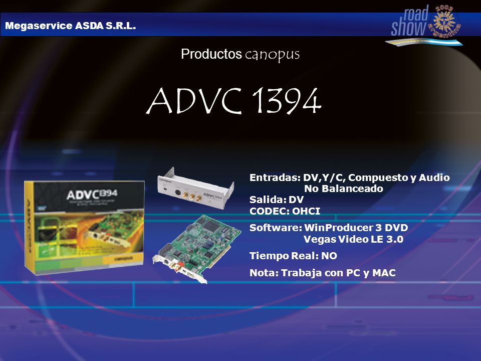 ADVC 1394 Productos canopus Megaservice ASDA S.R.L.