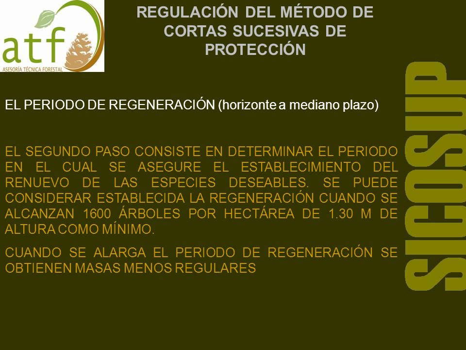 REGULACIÓN DEL MÉTODO DE CORTAS SUCESIVAS DE PROTECCIÓN