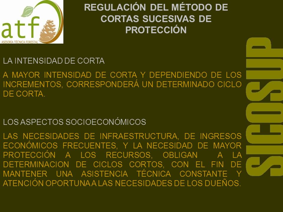 REGULACIÓN DEL MÉTODO DE CORTAS SUCESIVAS DE PROTECCIÓN