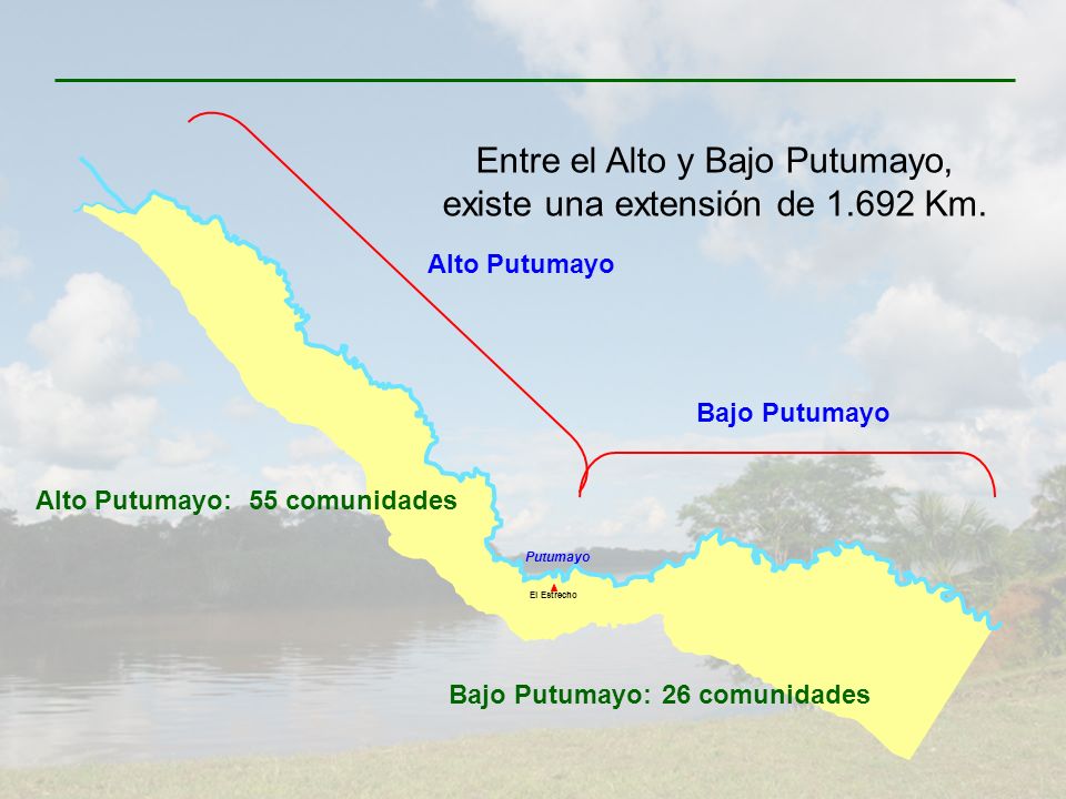 Entre el Alto y Bajo Putumayo, existe una extensión de Km.