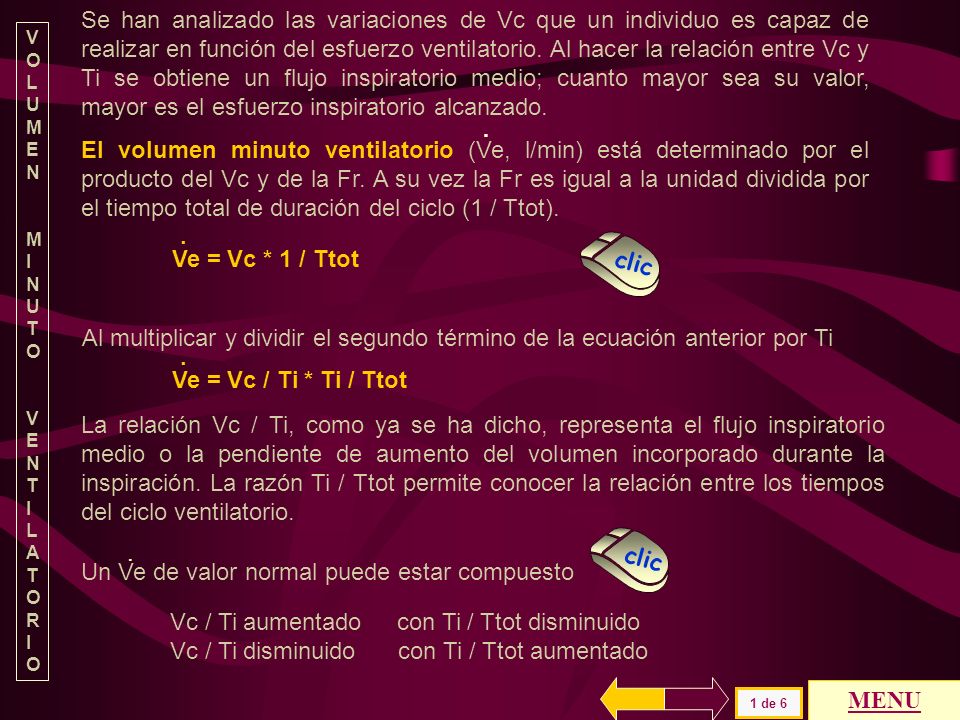 Se han analizado las variaciones de Vc que un individuo es capaz de realizar en función del esfuerzo ventilatorio. Al hacer la relación entre Vc y Ti se obtiene un flujo inspiratorio medio; cuanto mayor sea su valor, mayor es el esfuerzo inspiratorio alcanzado.