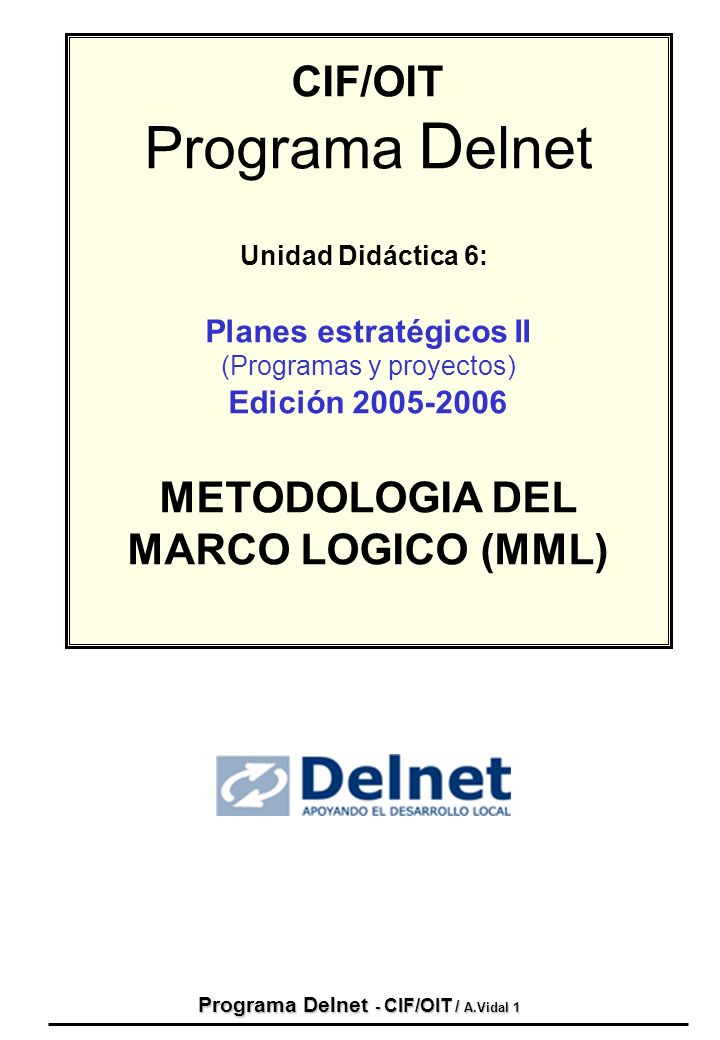 Planes estratégicos II Programa Delnet - CIF/OIT / A.Vidal 1