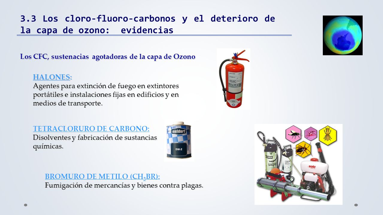3.3 Los cloro-fluoro-carbonos y el deterioro de la capa de ozono: evidencias