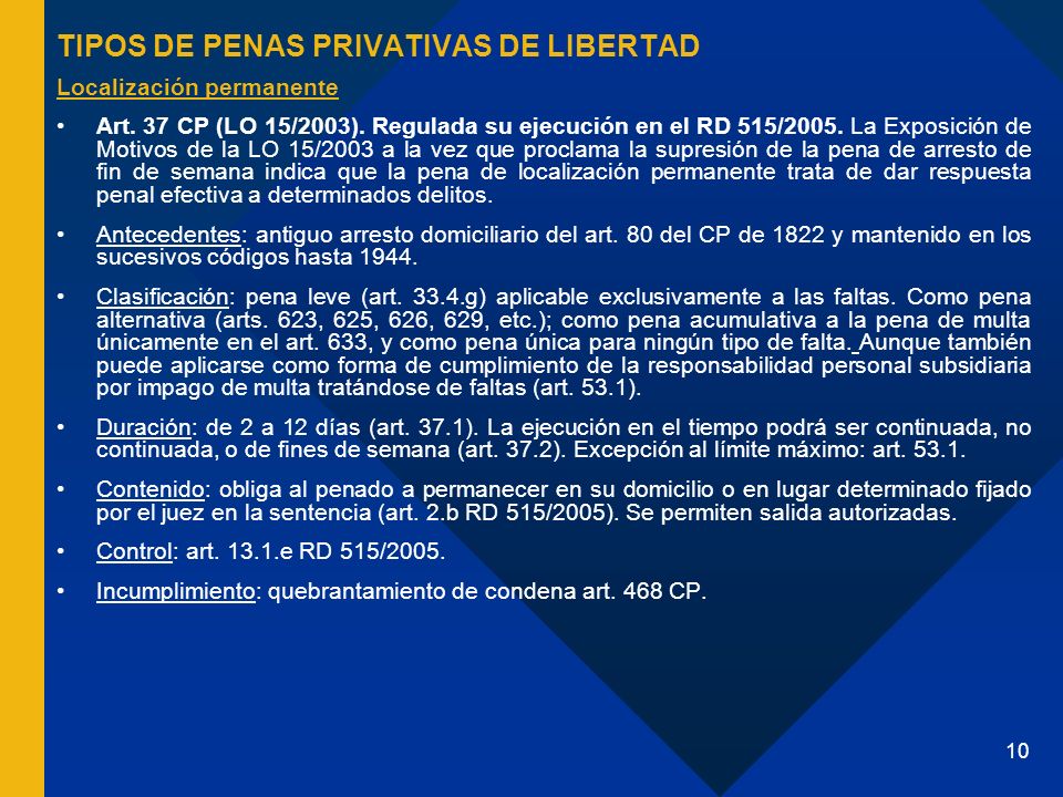 TIPOS DE PENAS PRIVATIVAS DE LIBERTAD